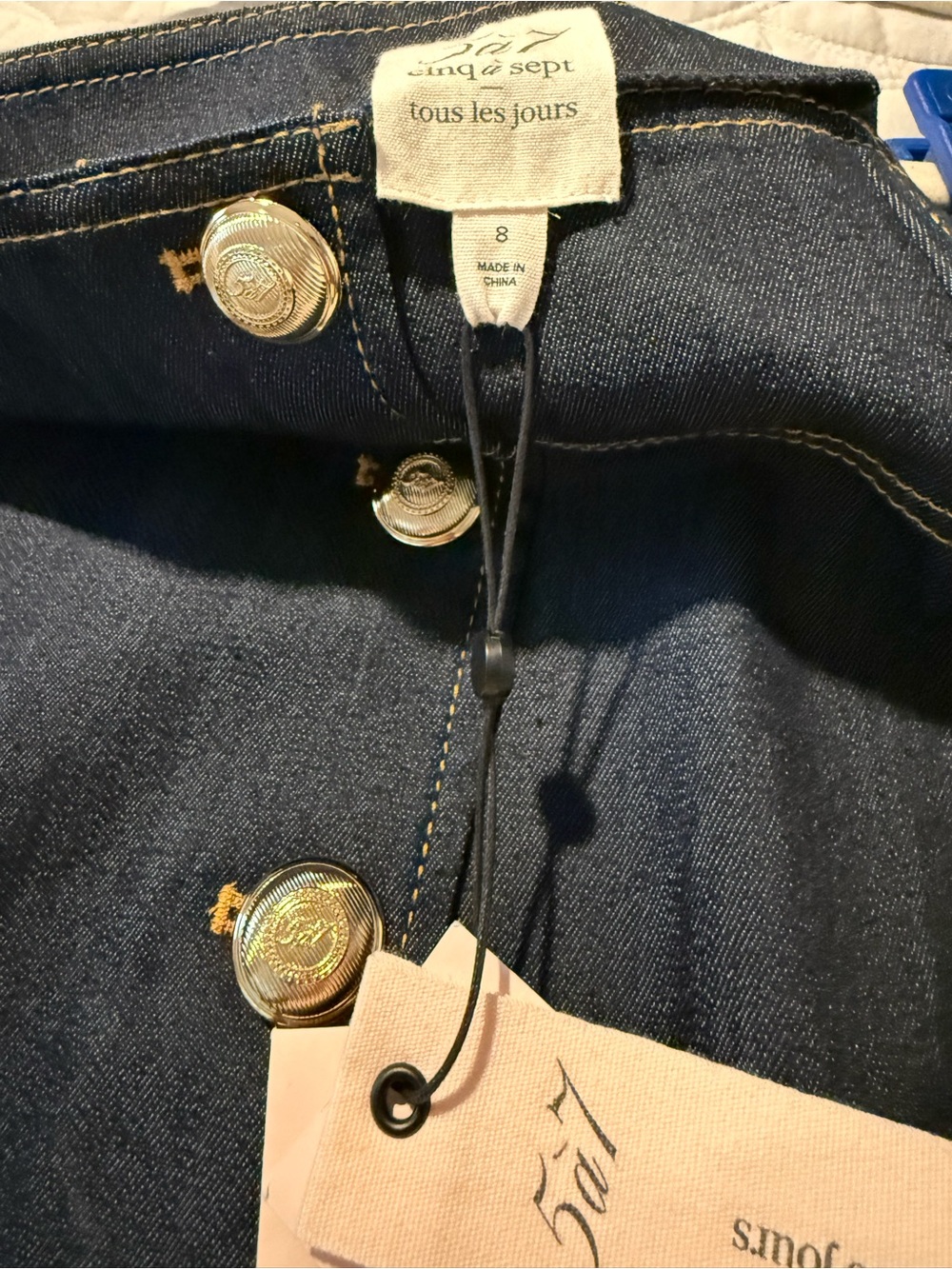 Classic Dark Blue Denim Button-Front Skirt - Picture 5 of 5